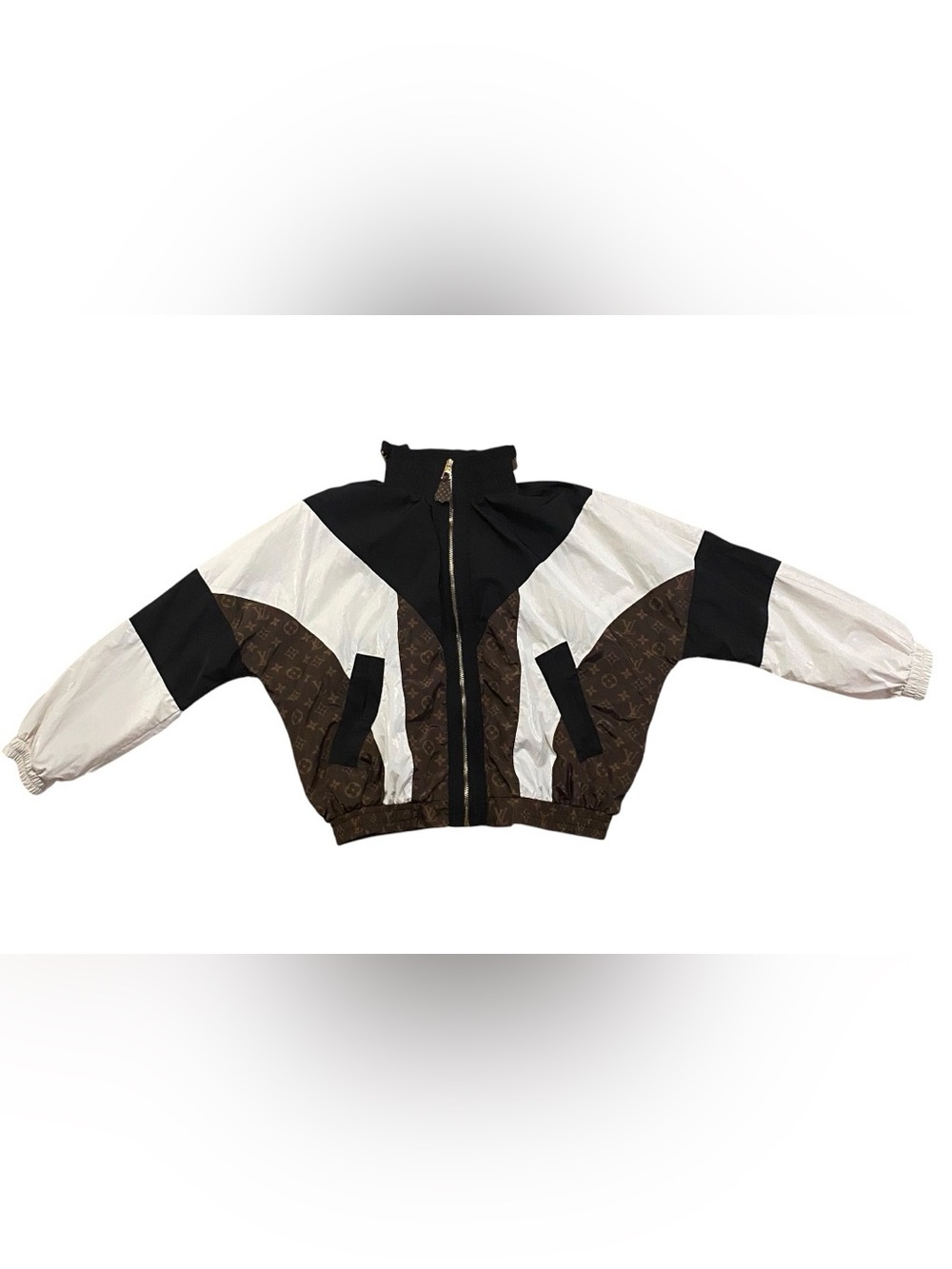 Louis Vuitton Brown Monogram Panel Bomber Jacket with Black & White Accents - Picture 5 of 7